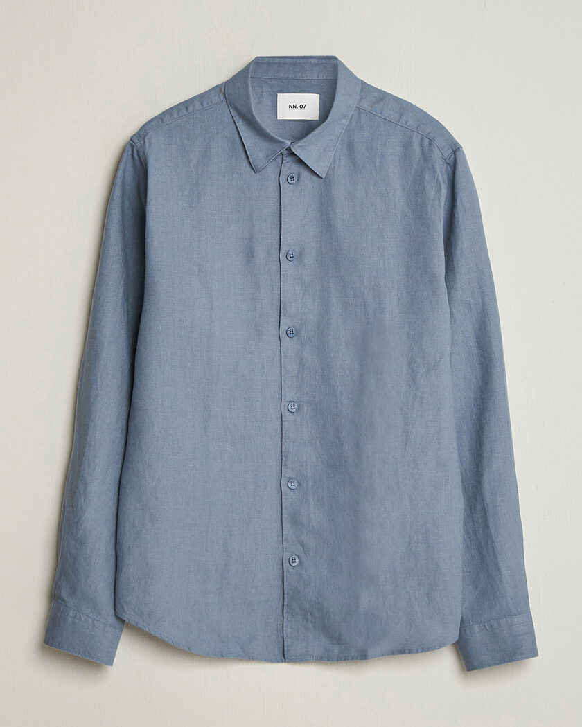 NN07 Enzo Linen Shirt Stone Blue – Azul