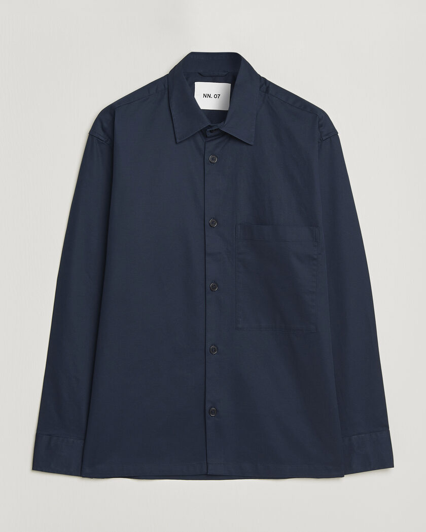 NN07 Freddy Cotton Overshirt Navy Blue – Azul
