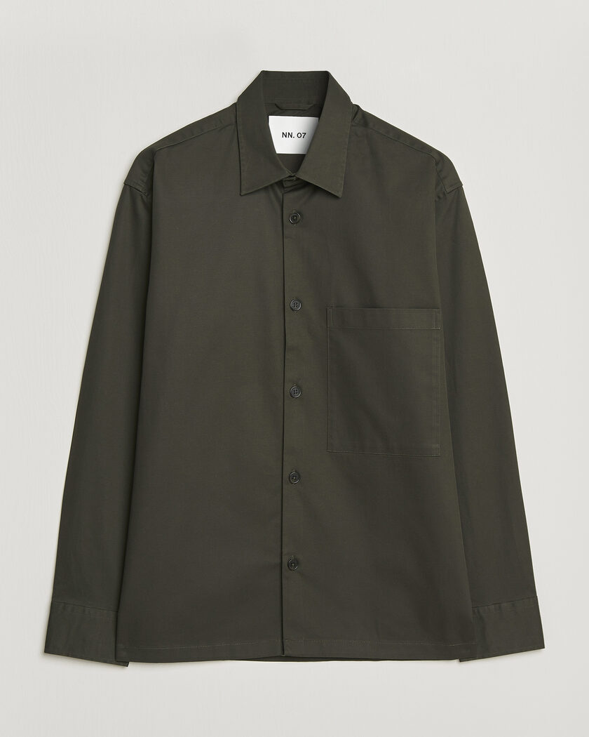 NN07 Freddy Cotton Overshirt Dark Army – Verde