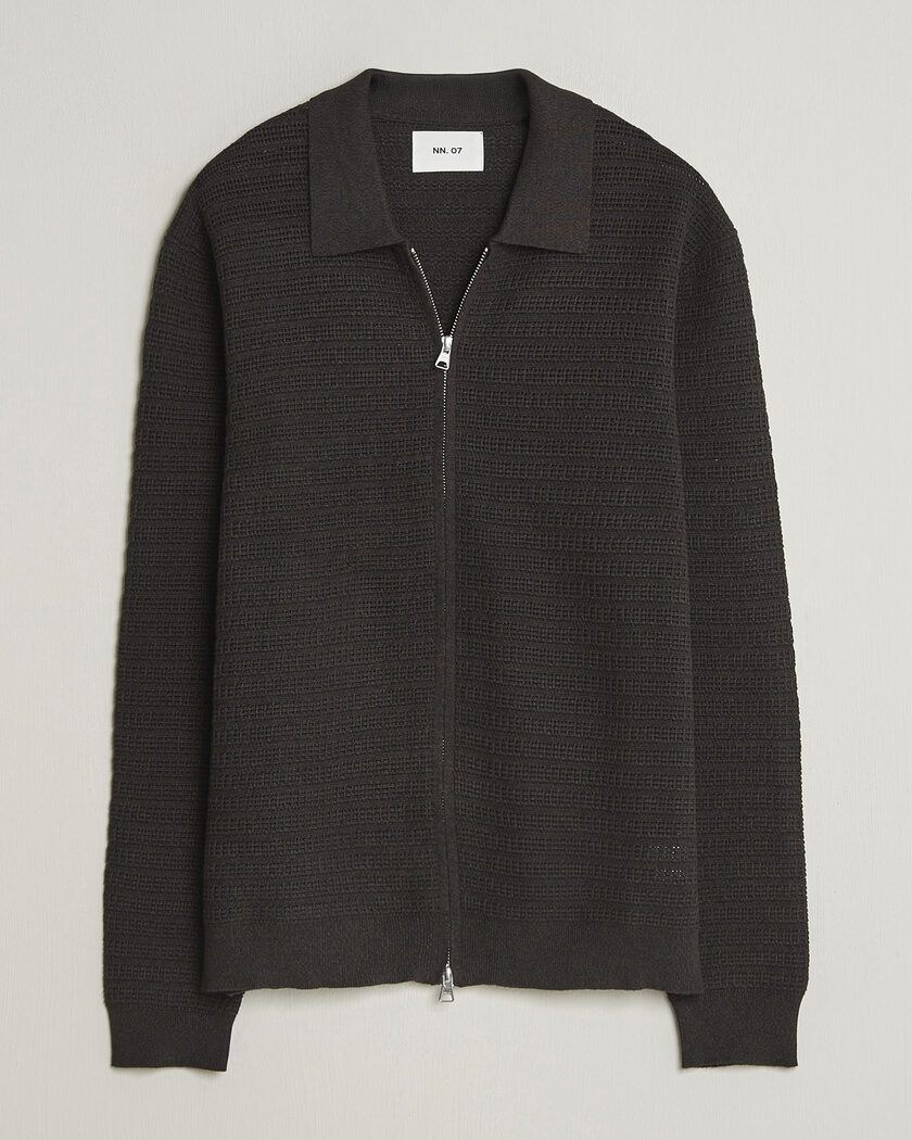 NN07 Gustav Knitted Full Zip Deep Truffle – Marrón