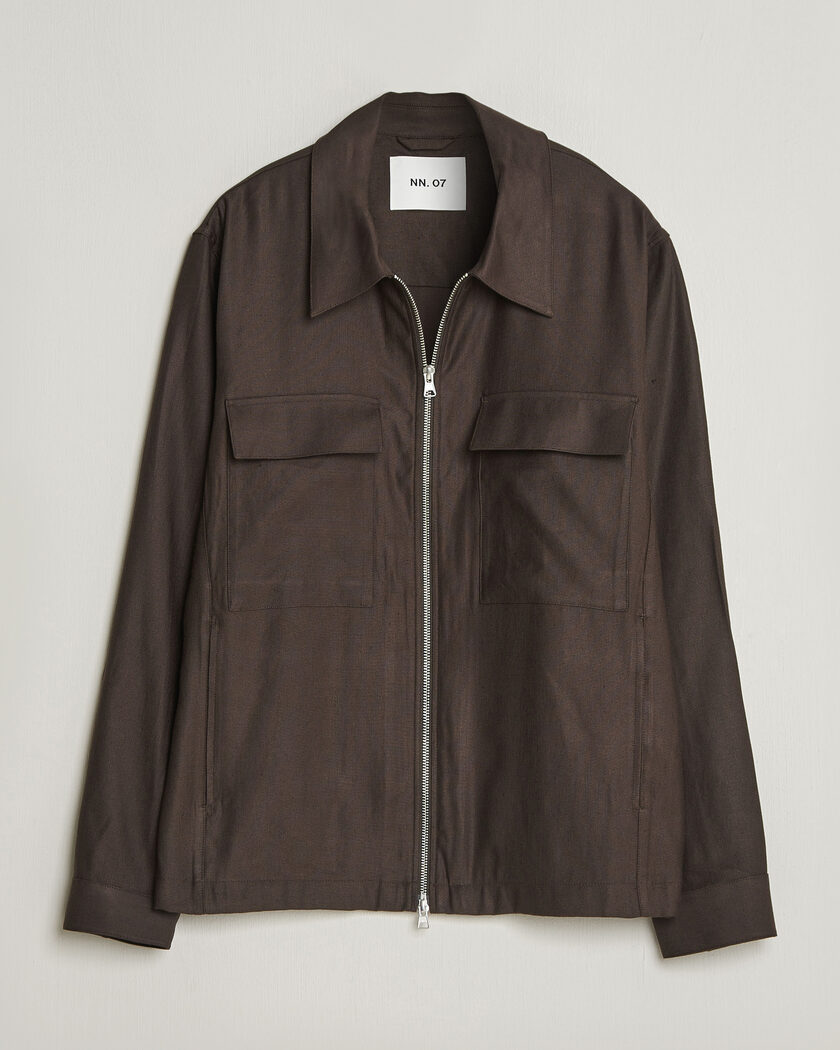 NN07 Alban Linen/Viscose Overshirt Deep Truffle – Marrón