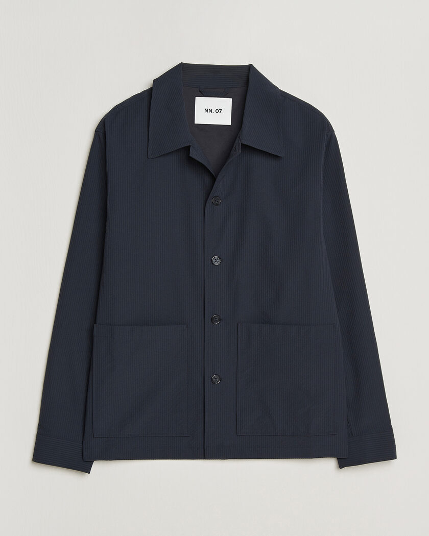 NN07 Blaze Seersucker Overshirt Navy Blue – Azul
