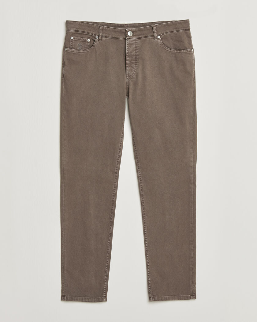 Brunello Cucinelli Traditional Fit Bull Denim Pants Dark Brown – Marrón