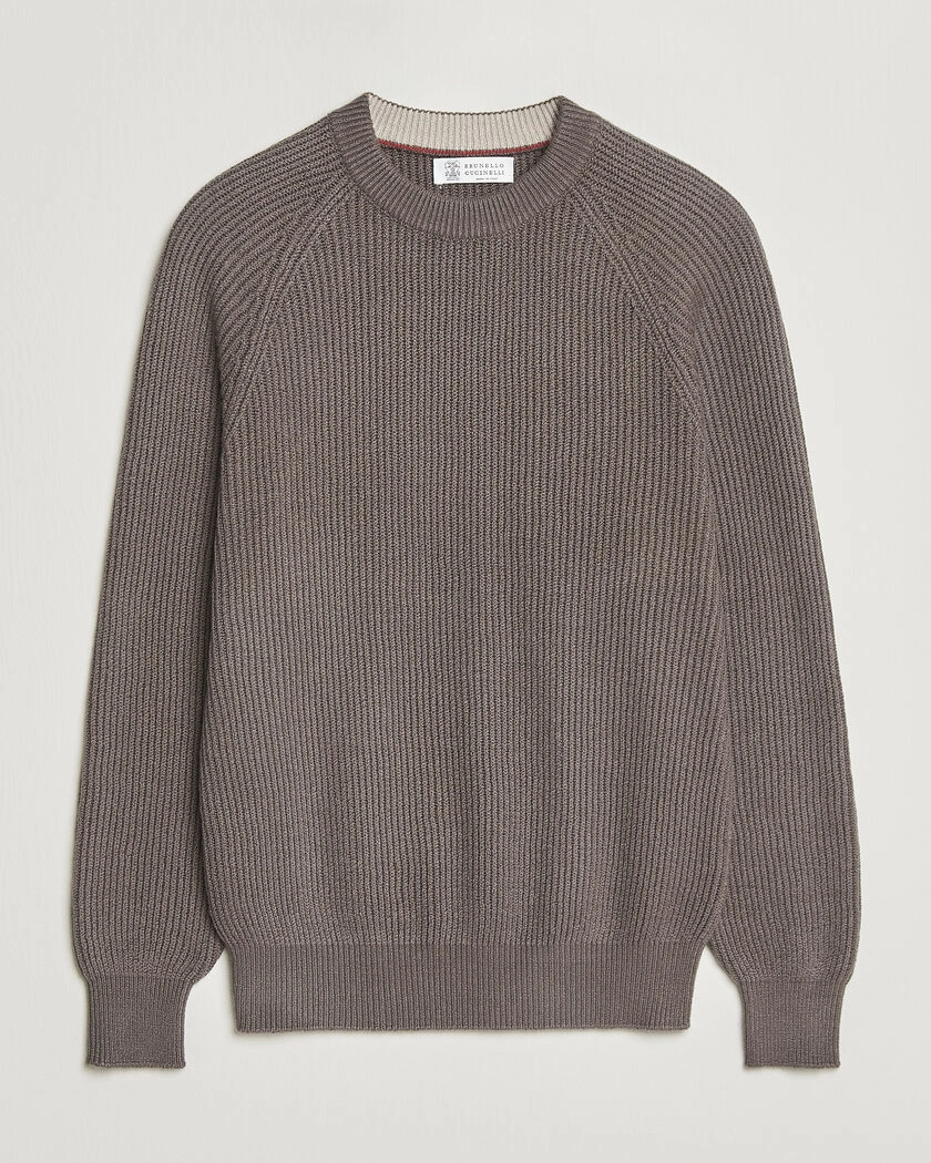 Brunello Cucinelli Heavy Cotton Rib Sweater Light Brown – Marrón