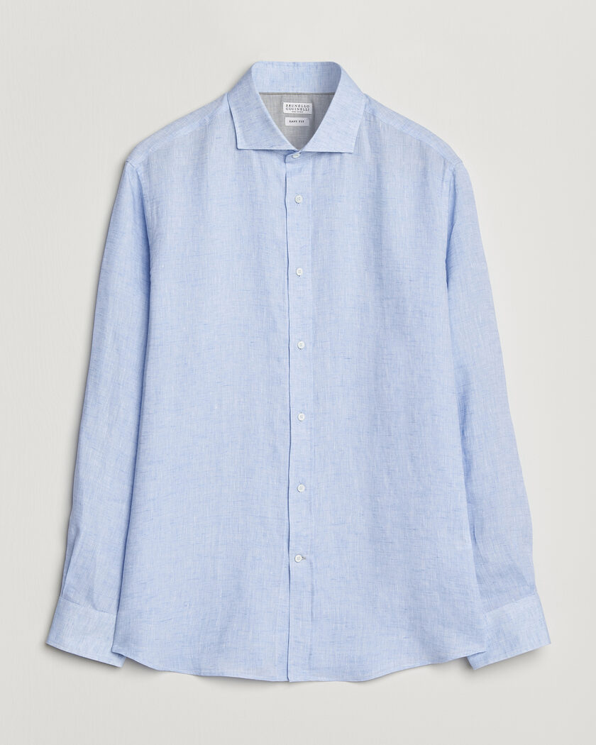 Brunello Cucinelli Easy Fit Linen Shirt Light Blue – Azul