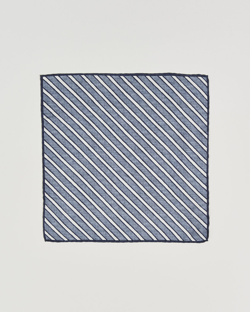 Brunello Cucinelli Striped Pocket Square Blue – Azul
