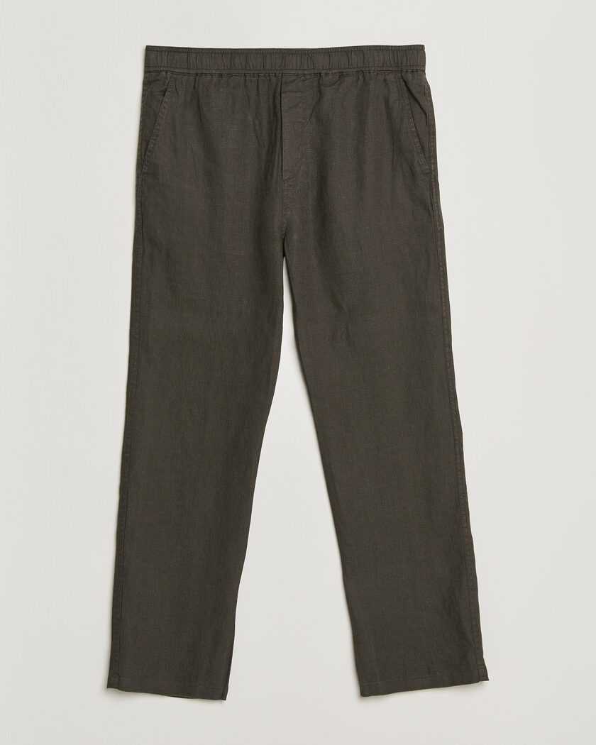 Samsøe Samsøe Jabari Linen Drawstring Trousers Black Olive – Gris