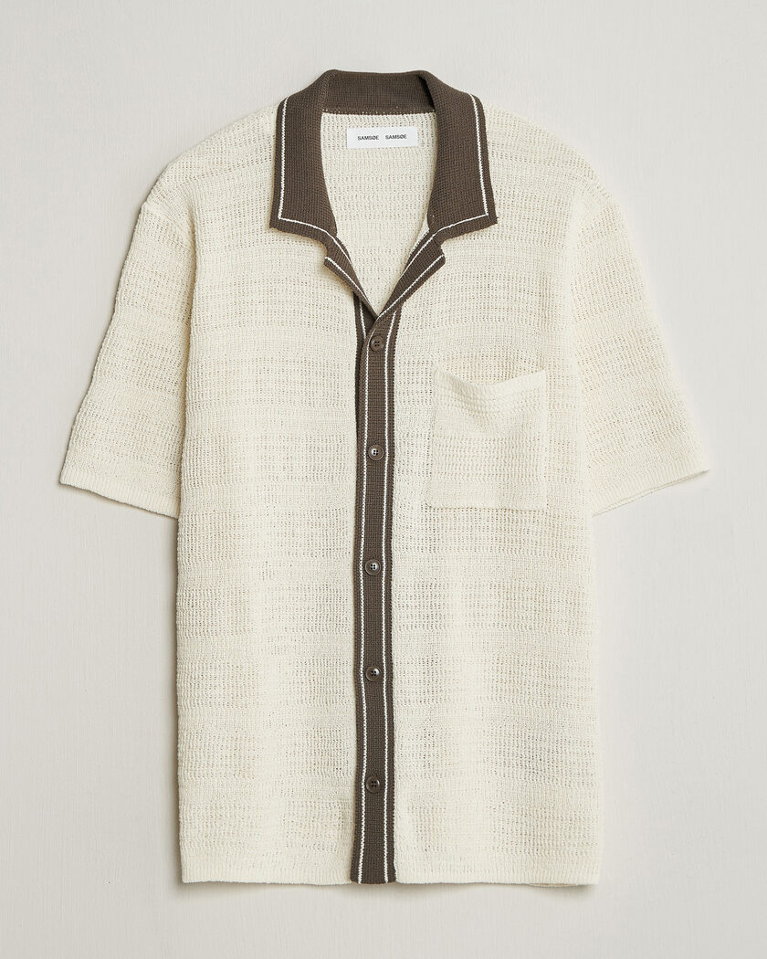 Samsøe Samsøe Percy Knitted Short Sleeve Shirt Clear Cream – Blanco