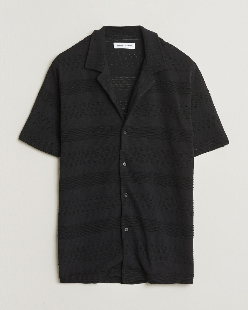 Samsøe Samsøe Martin Knitted Short Sleeve Shirt Black – Negro
