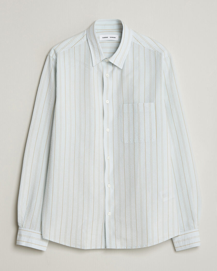 Samsøe Samsøe Ryan Cotton Striped Shirt Skywriting – Azul