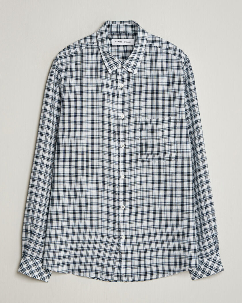 Samsøe Samsøe Ryan Tencel Checked Shirt Blue – Azul