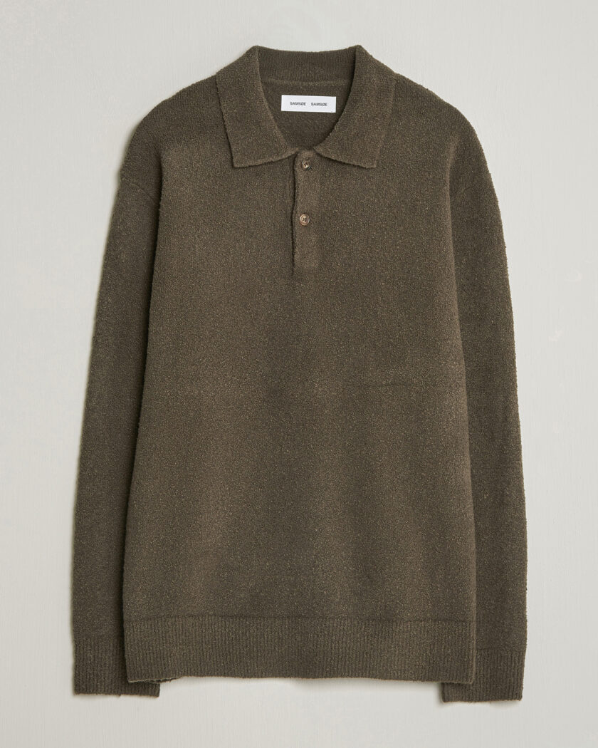 Samsøe Samsøe Nino Knitted Polo Black Olive – Marrón