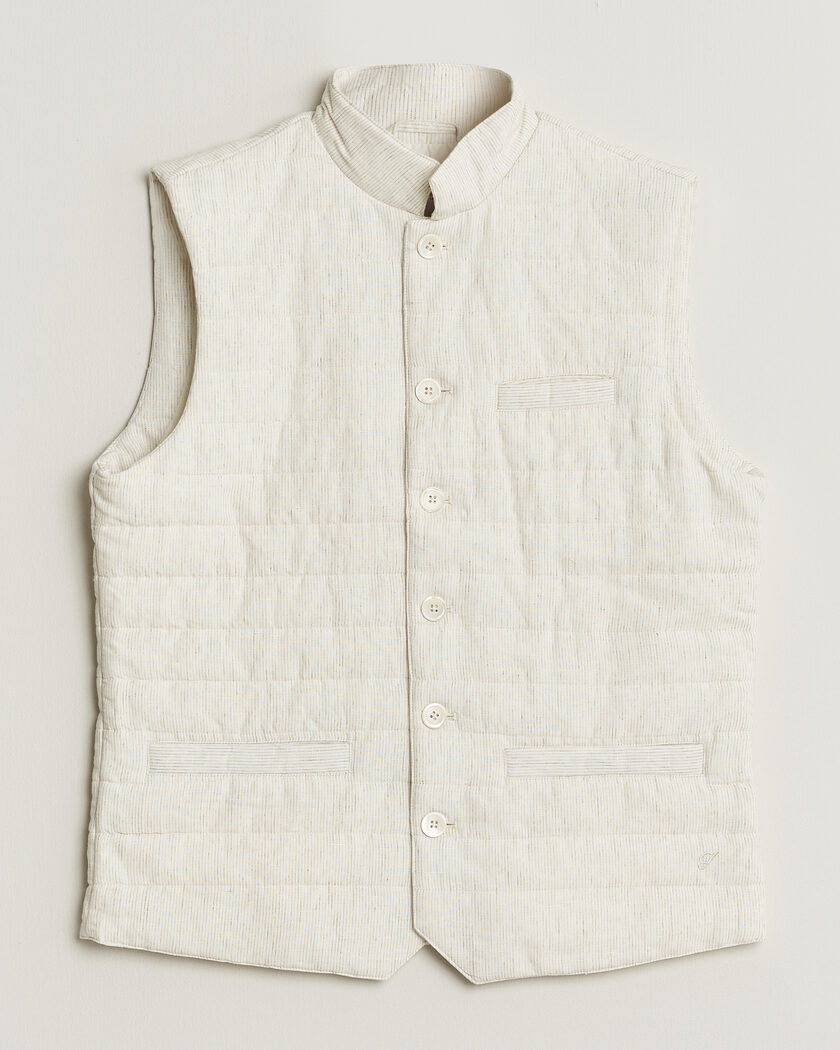 Stenströms Mid Layer Pin Stripe Linen Vest Off White – Blanco