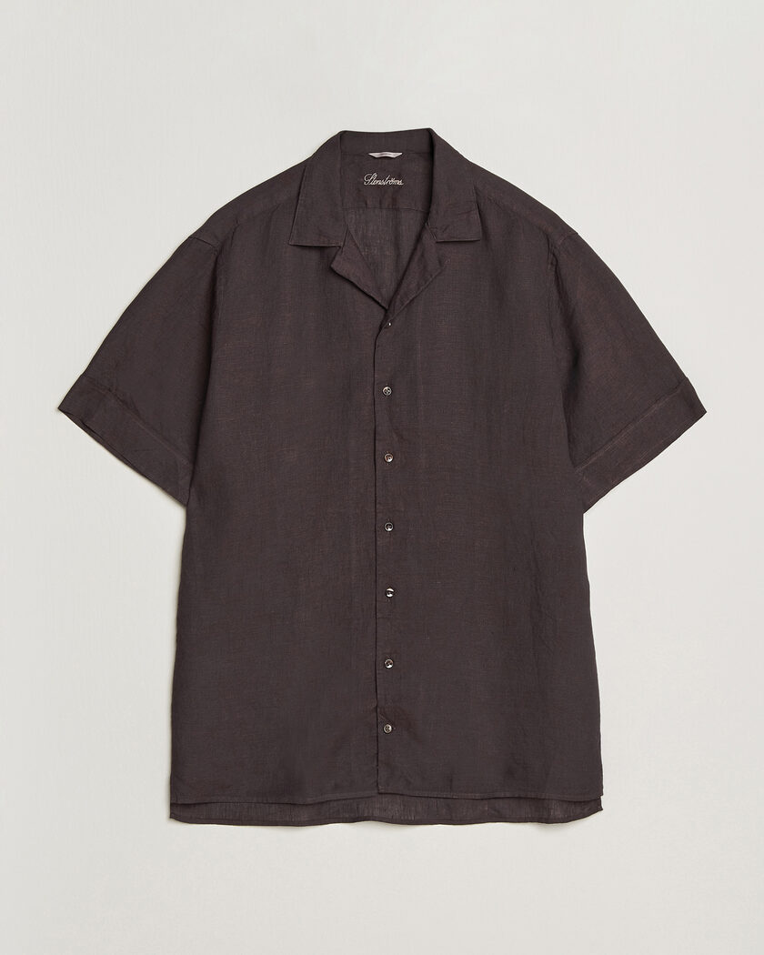 Stenströms Short Sleeve Linen Shirt Dark Brown – Marrón