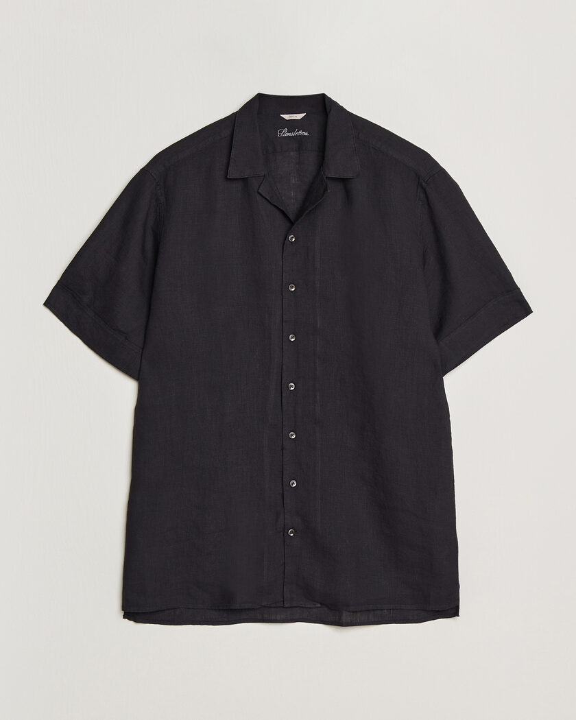 Stenströms Short Sleeve Linen Shirt Black – Negro