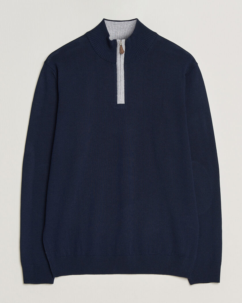 Stenströms Merino Contrast Half-Zip Navy – Azul