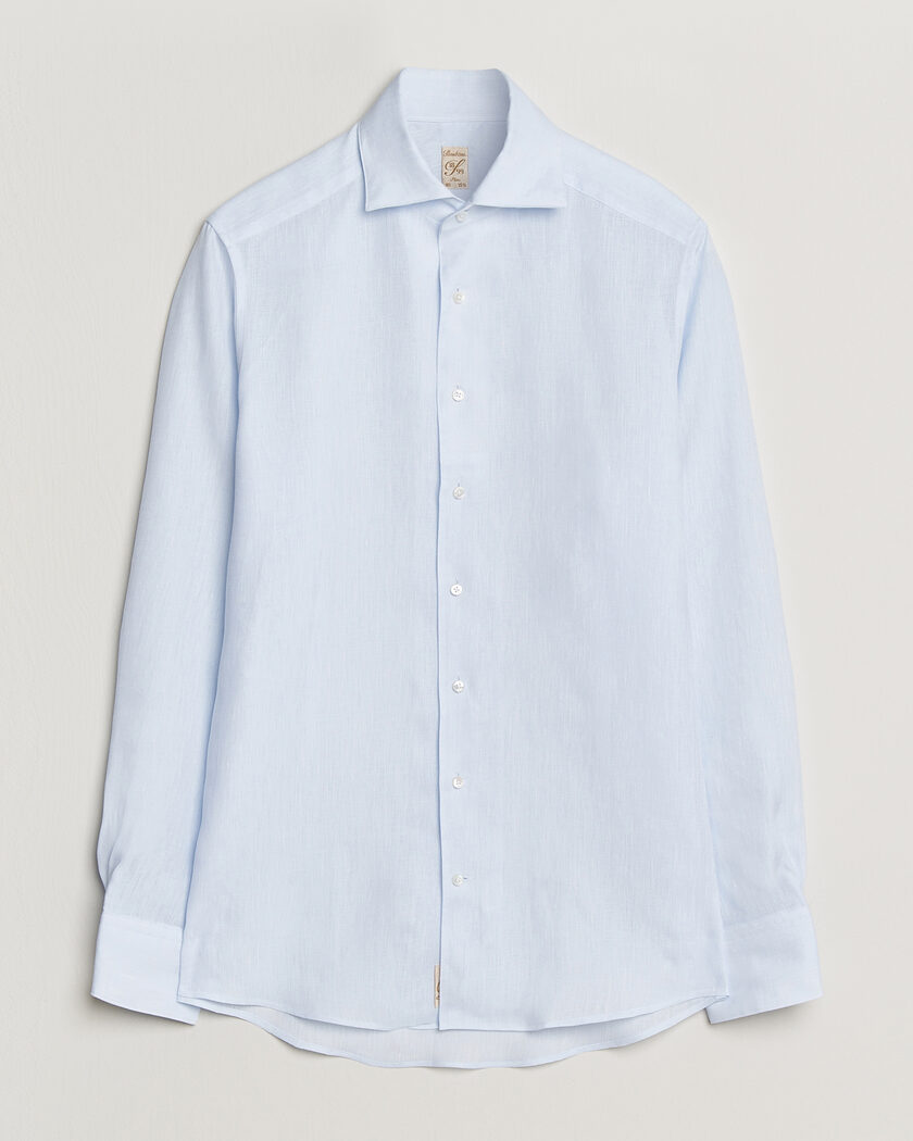 Stenströms 1899 Linen One Piece Collar Shirt Light Blue – Azul