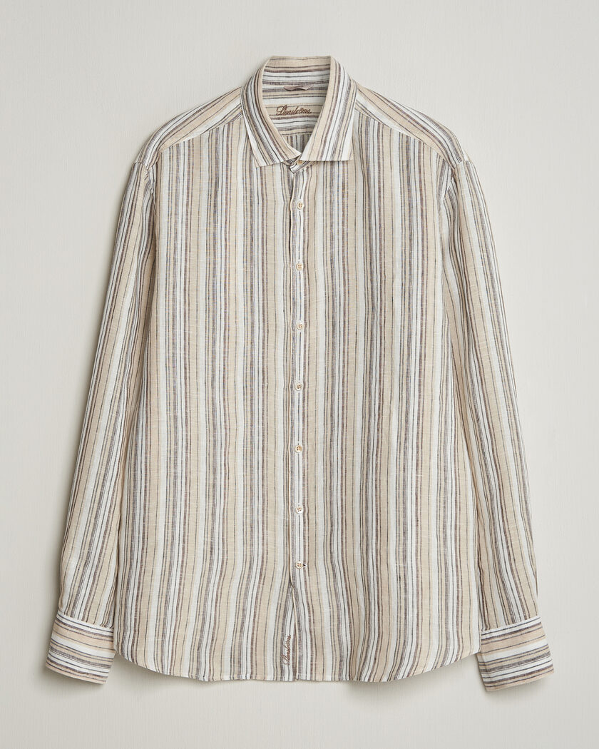 Stenströms Regular Fit Multi Striped Linen Shirt Brown – Marrón