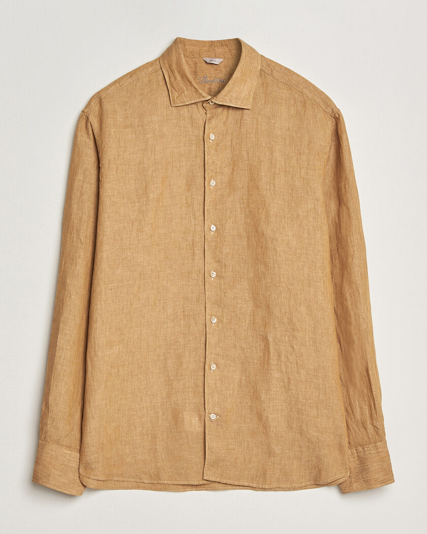 Stenströms Regular Fit Cut Away Linen Shirt Light Brown – Marrón