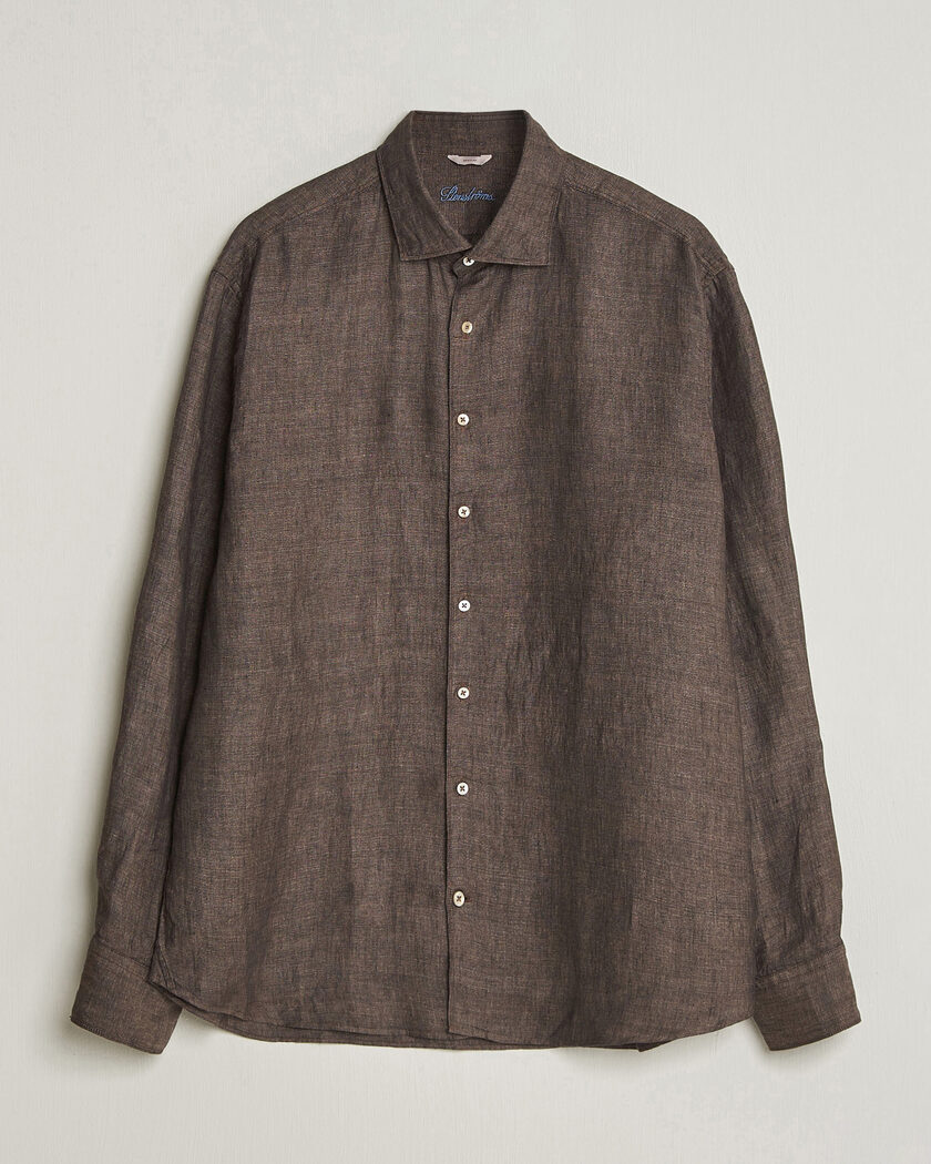Stenströms Regular Fit Cut Away Linen Shirt Brown – Marrón