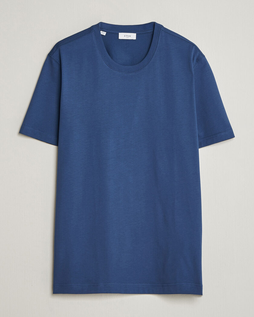 Eton Supima Cotton Crew Neck T-Shirt Mid Blue – Azul