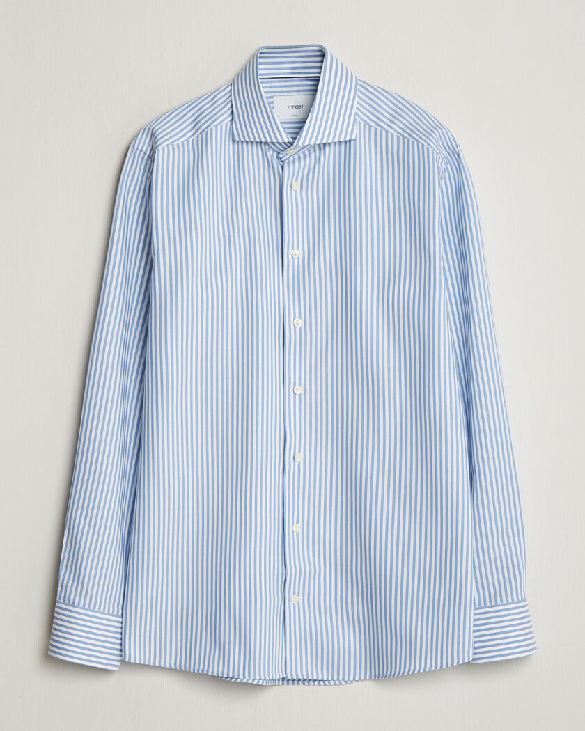 Eton Slim Fit Signature Oxford Striped Shirt Light Blue – Azul