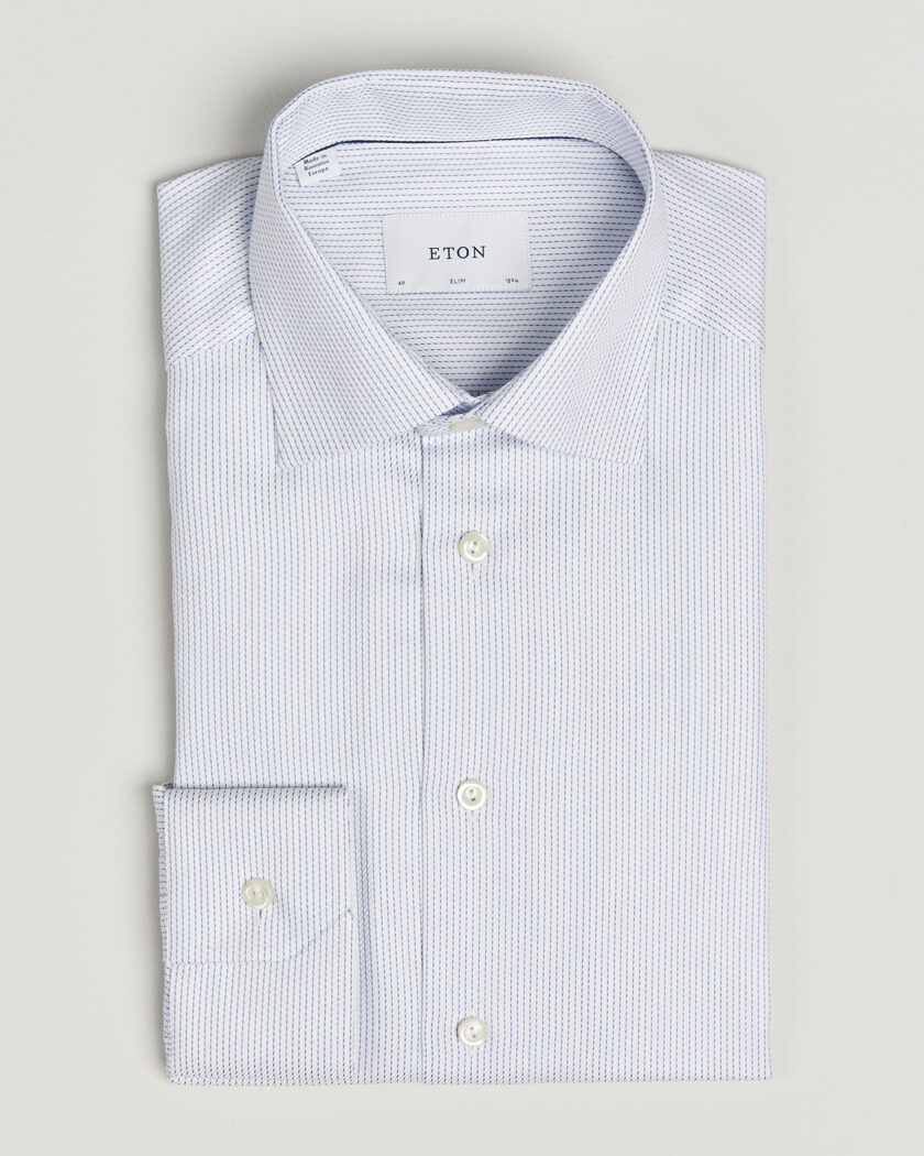 Eton Slim Fit Signature Twill Structured Shirt Light Blue – Azul