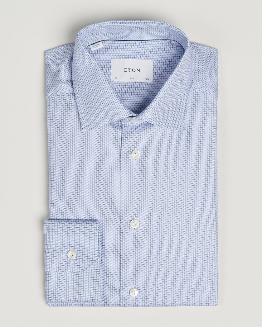 Eton Slim Fit Signature Twill Structured Shirt Mid Blue – Azul
