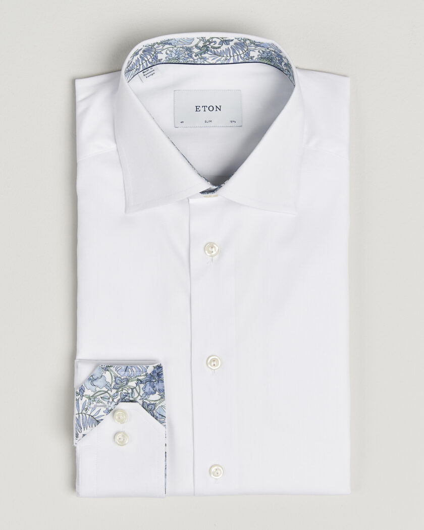 Eton Slim Fit Signature Twill Contrast Shirt White – Blanco