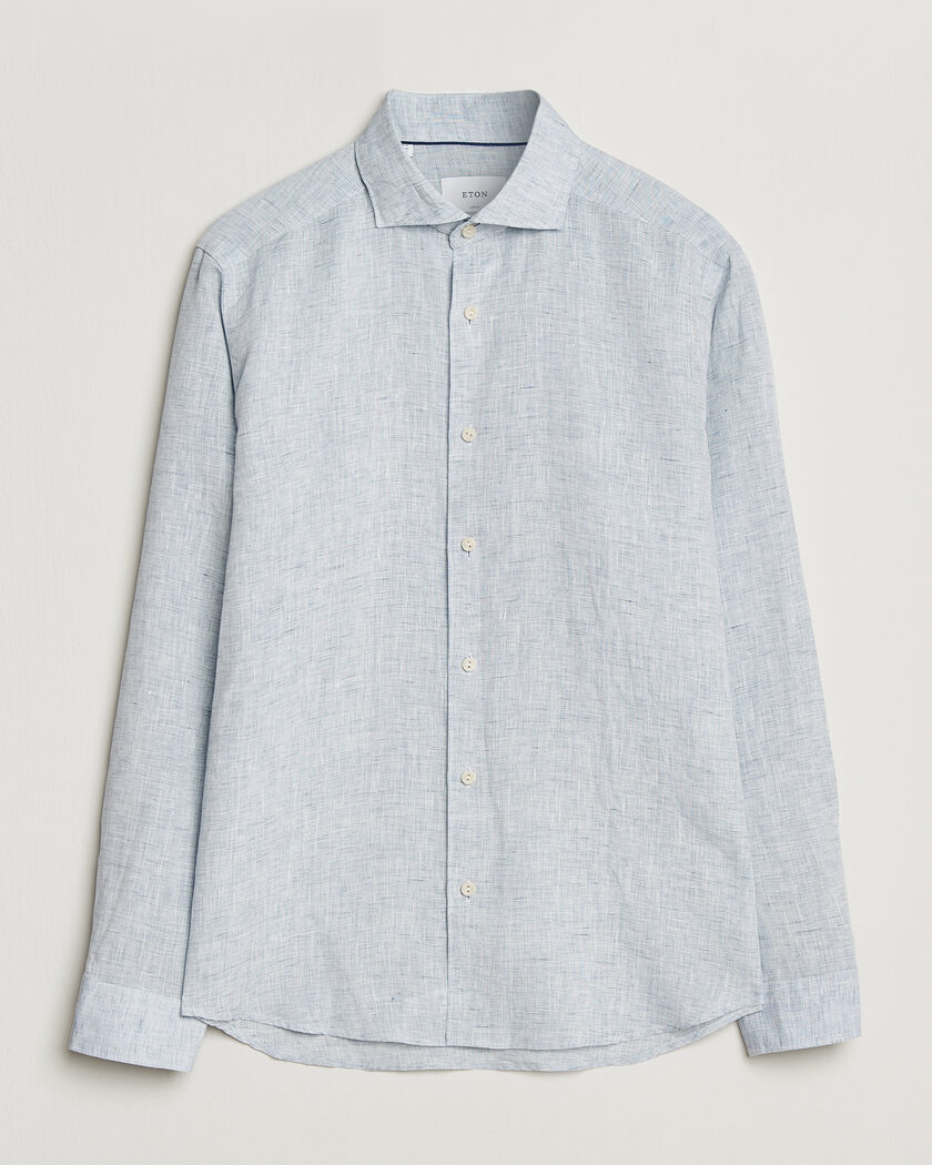 Eton Casual Fit Linen Shirt Light Blue – Azul