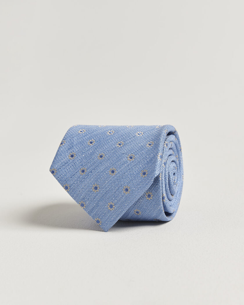 Eton Floral Linen Silk Tie Light Blue – Azul