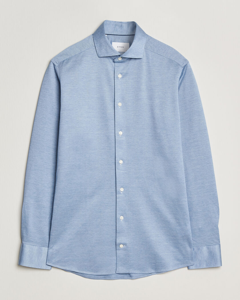 Eton Filo di Scozia Knitted Shirt Light Blue – Azul