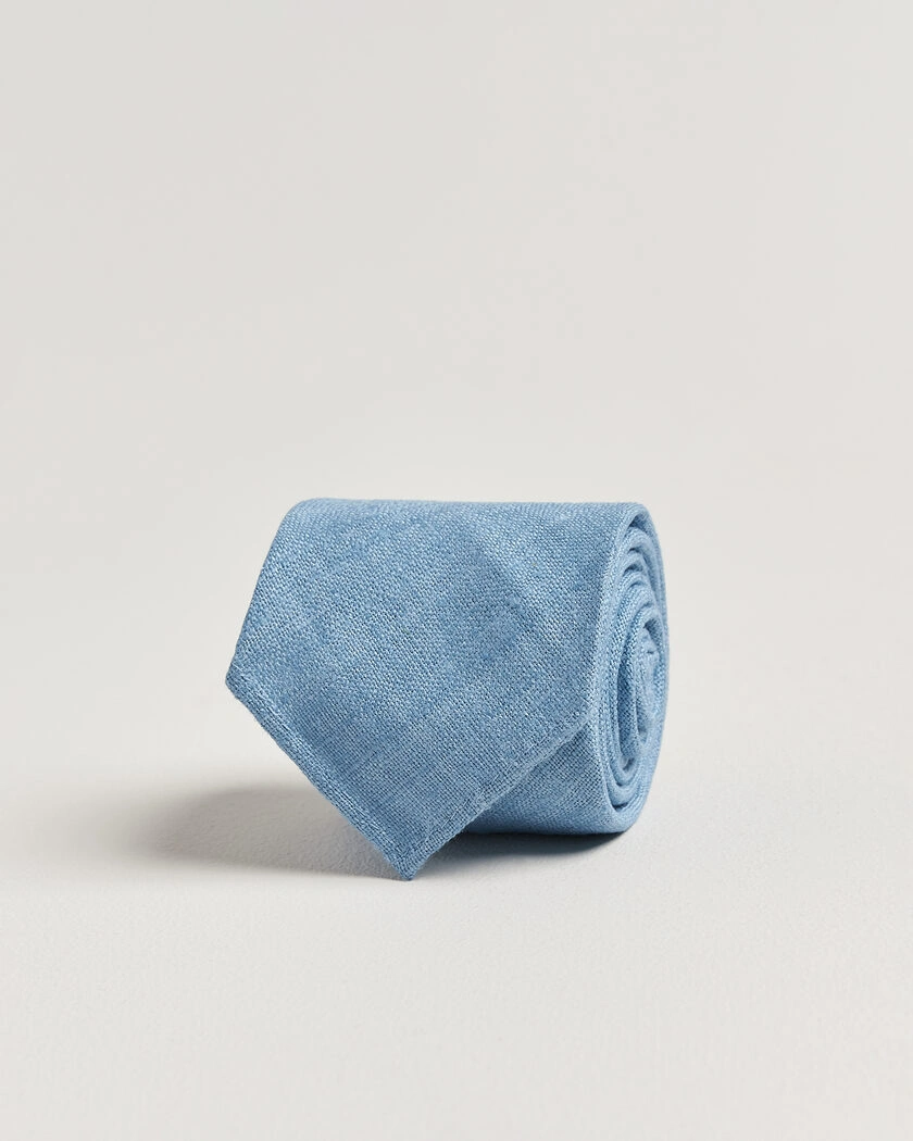 Drake's Silk Tussah Handrolled Tie Sky Blue – Azul
