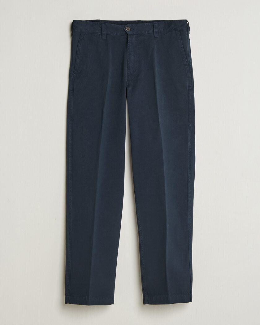 Drake's Peached Flat Front Cotton Chino Navy – Azul