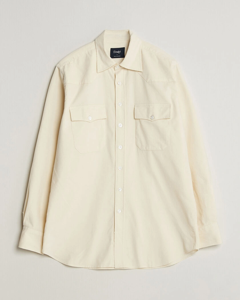 Drake's Needlecord Western Shirt White – Blanco
