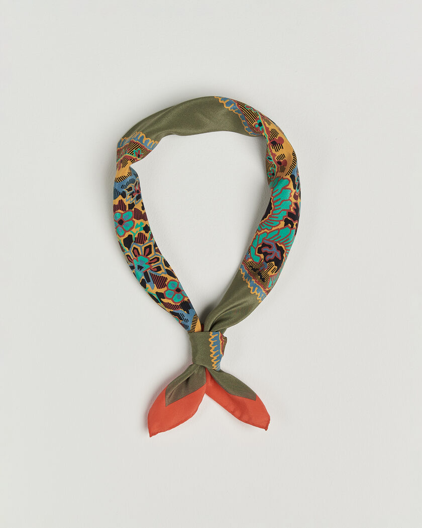 Drake's Paisley Print Crepe Silk Bandana Olive – Verde