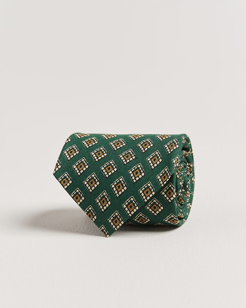 Drake's Tile Medallion Habotai Silk Tie Green – Verde