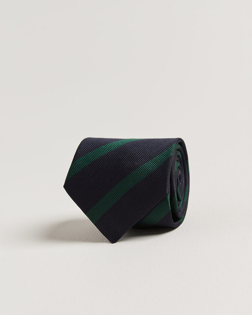 Drake's Bar Stripe Reppe Silk Tie Navy/Green – Azul