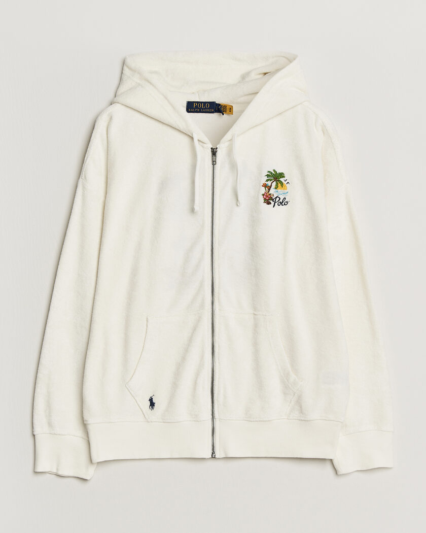 Polo Ralph Lauren Cotton Terry Printed Full-Zip Hoodie Nevis – Blanco