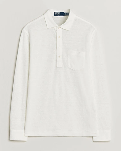 Polo Ralph Lauren Long Sleeve Linen Polo Deckwash White – Blanco