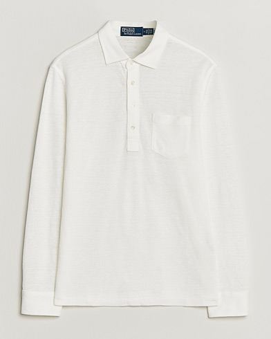 Polo Ralph Lauren Long Sleeve Linen Polo Deckwash White – Blanco