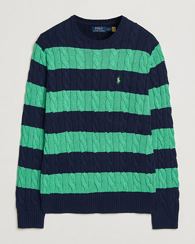 Polo Ralph Lauren Striped Cotton Cable Sweater Navy Green Combo – Multicolor