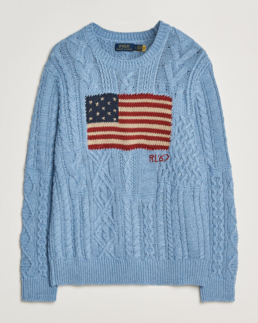 Polo Ralph Lauren Cotton Flag Sweater Light Blue Combo – Azul