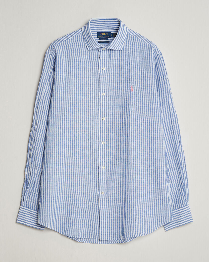  Polo Ralph Lauren Cotton/Linen Seersucker Shirt Blue/White – Azul