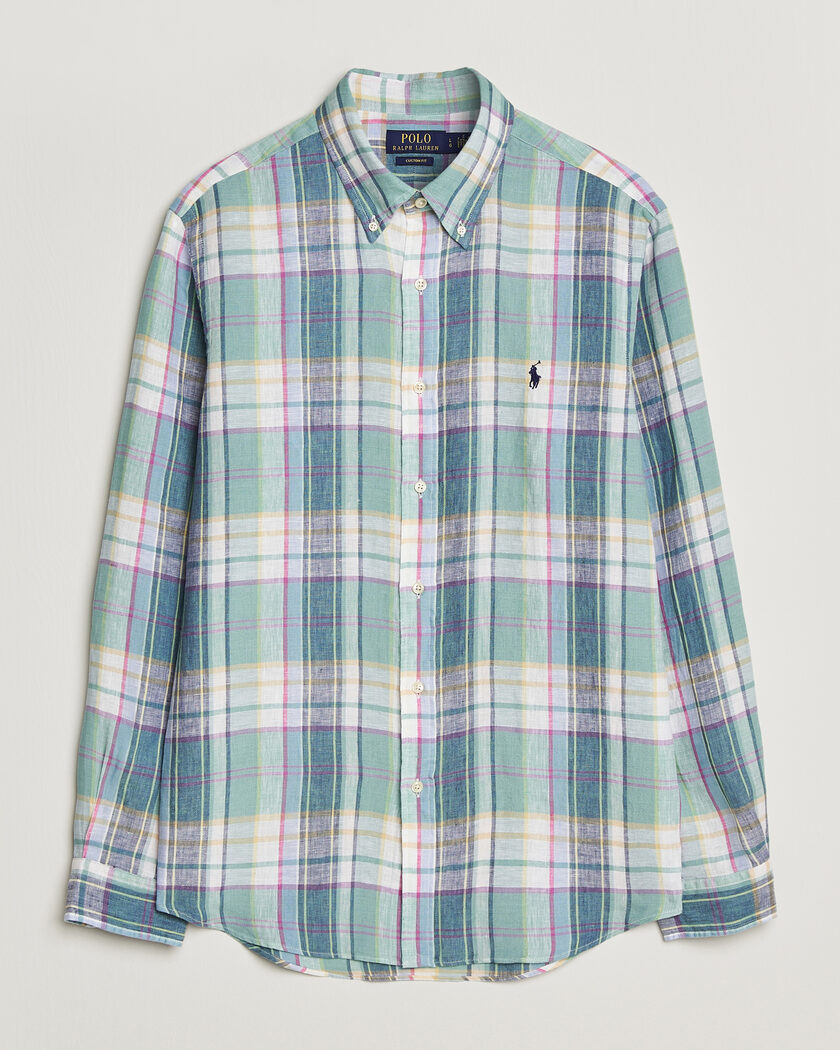 Polo Ralph Lauren Custom Fit Check Linen Shirt Green/Blue/White – Multicolor