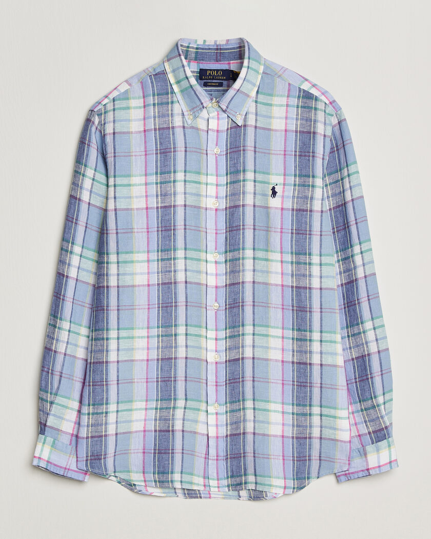 Polo Ralph Lauren Custom Fit Check Linen Shirt Blue/White – Azul