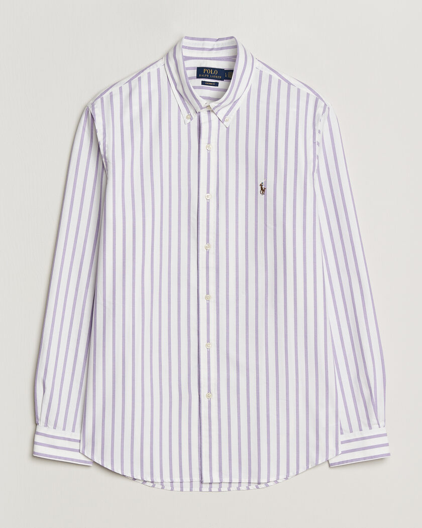 Polo Ralph Lauren Custom Fit Striped Oxford Shirt Purple – Morado