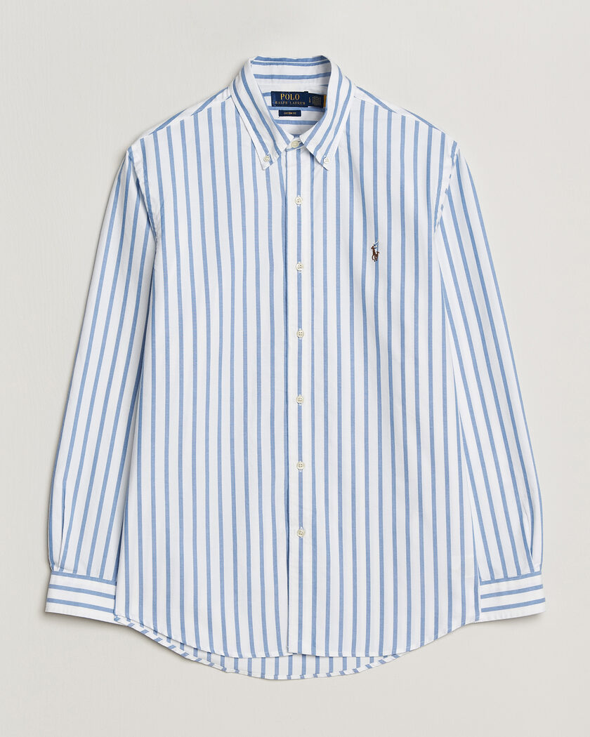 Polo Ralph Lauren Custom Fit Striped Oxford Shirt Blue – Azul