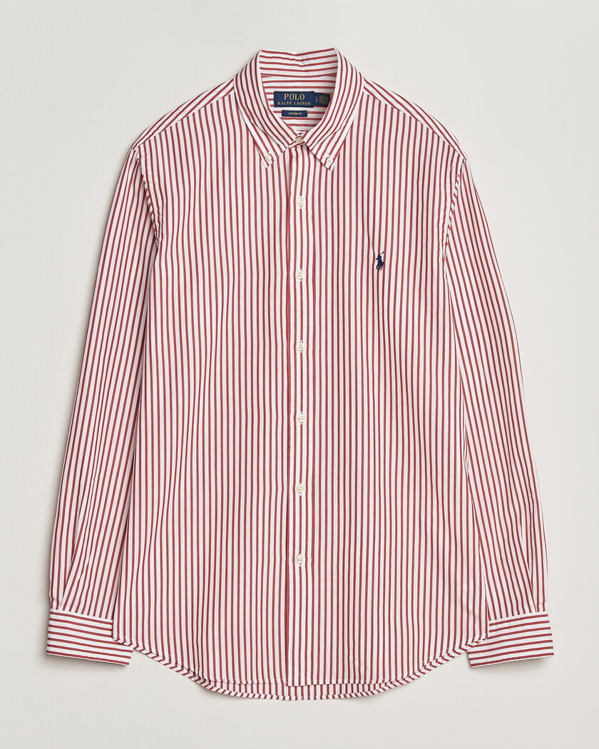 Polo Ralph Lauren Custom Fit Poplin Striped Shirt Bristol Red – Rojo