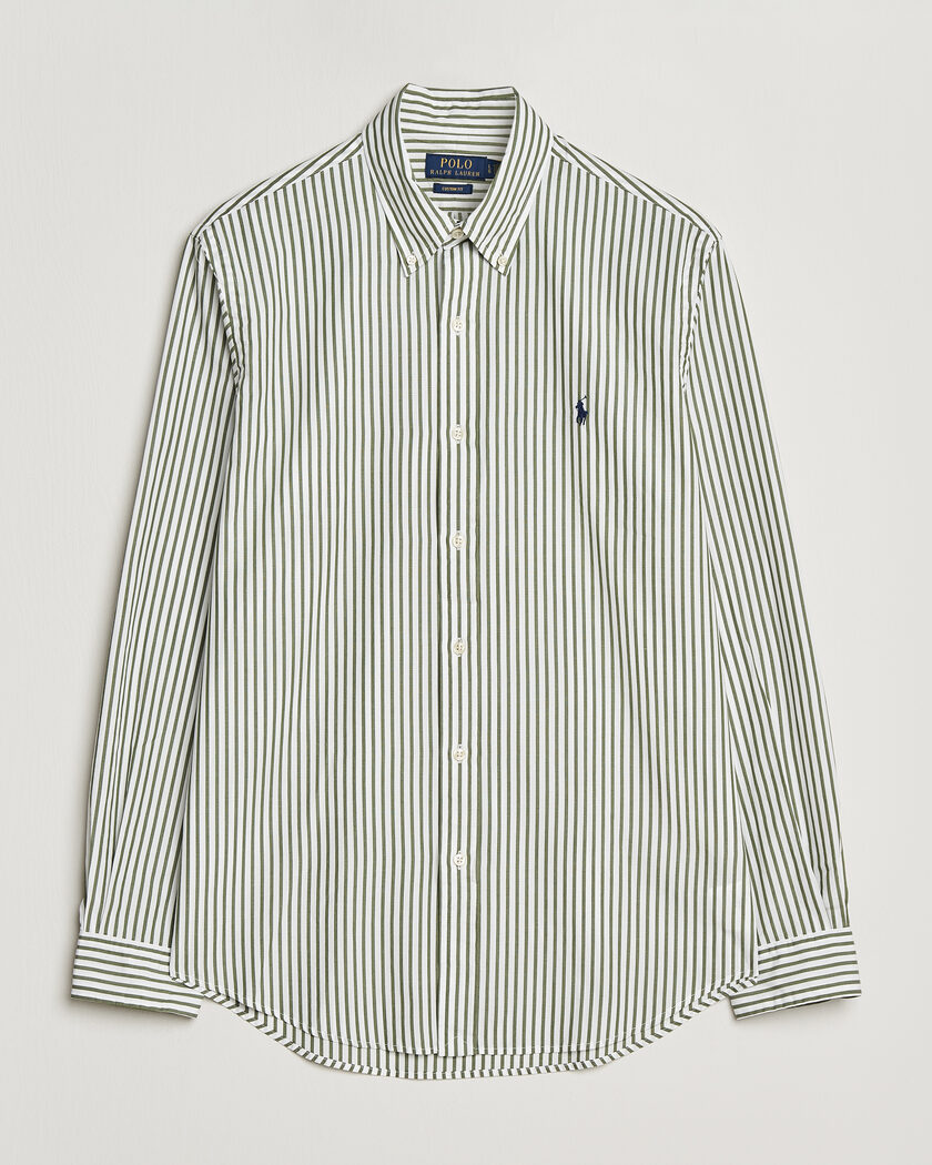 Polo Ralph Lauren Custom Fit Poplin Striped Shirt Garden Trail – Verde